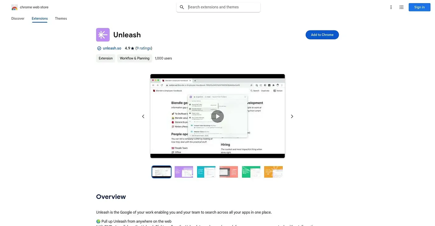 Screenshot of Unleash Chrome Extension