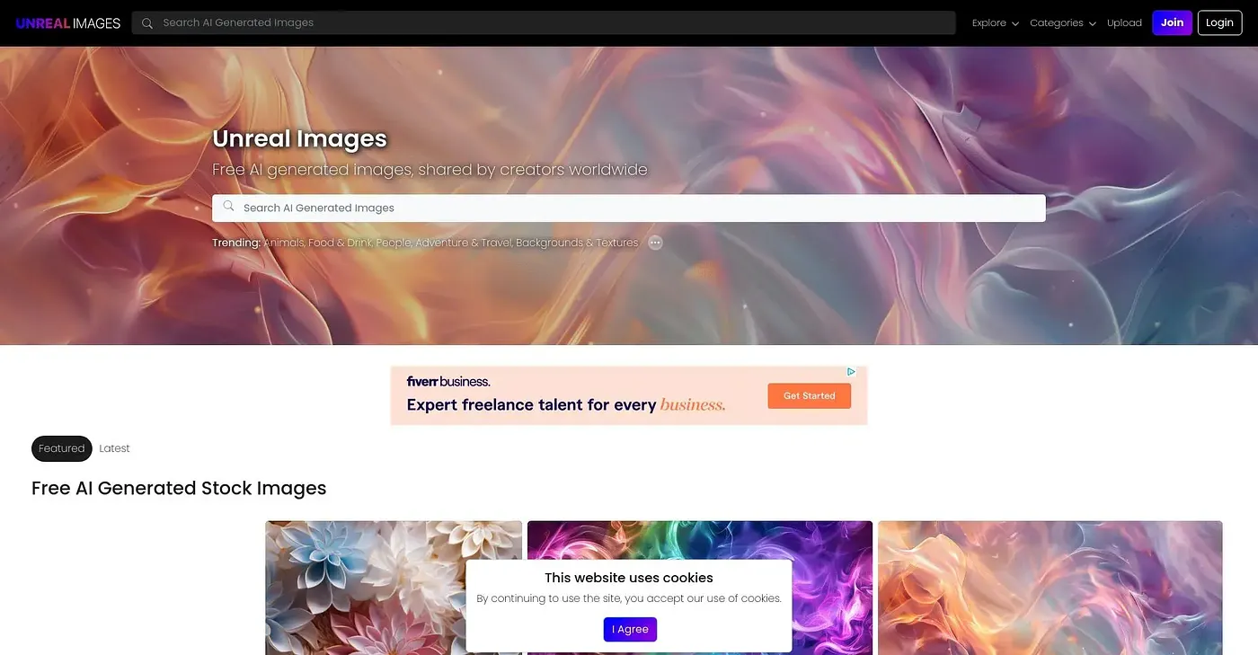 Screenshot of Unreal Images