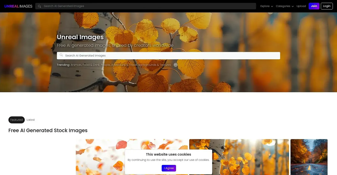 Screenshot of Unreal Images