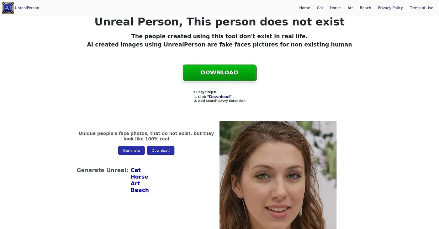 Screenshot of Unreal Person