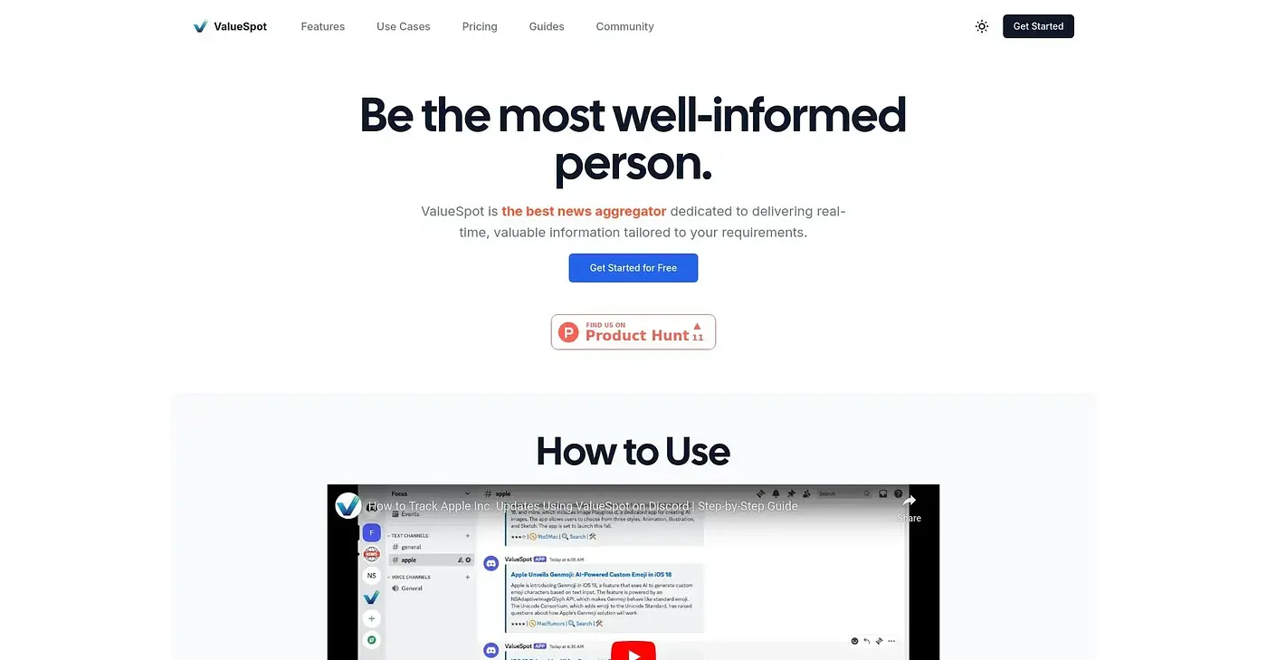 Screenshot of ValueSpot