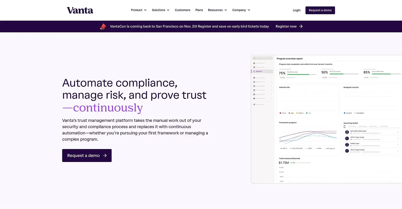 Screenshot of Vanta