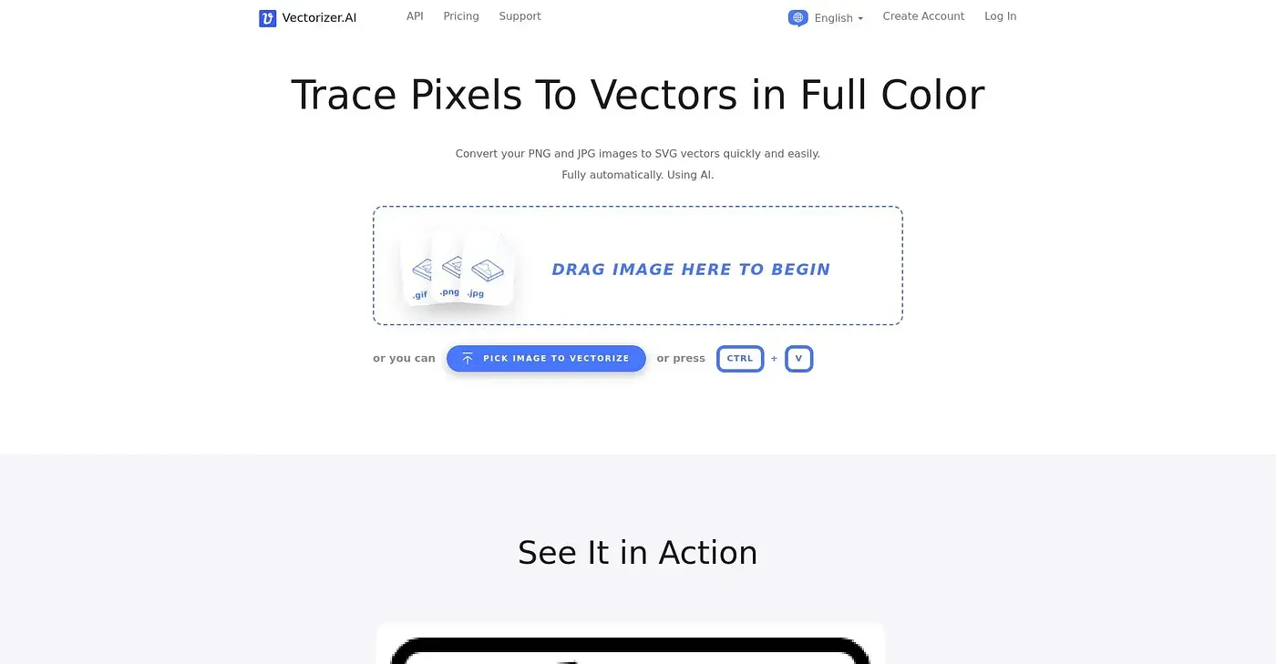 Screenshot of Vectorizer AI