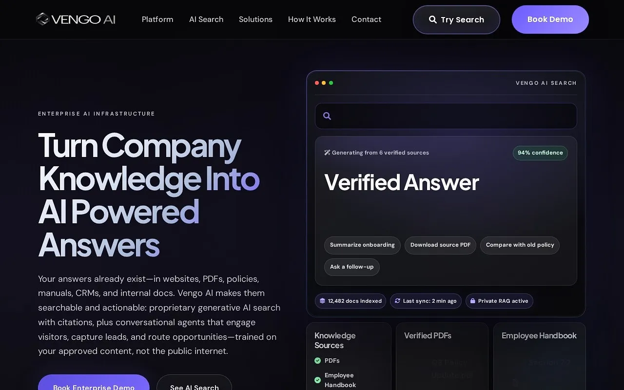 Screenshot of Vengo AI
