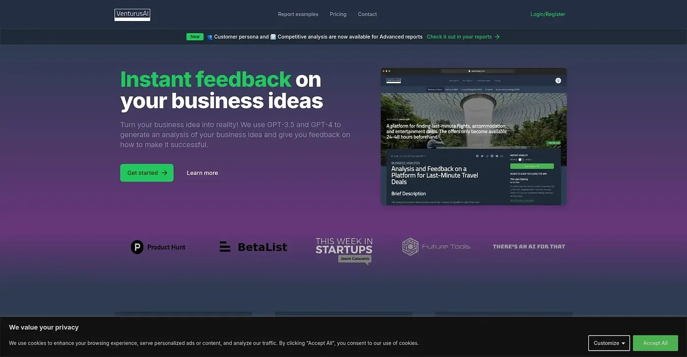 Screenshot of Venturus AI