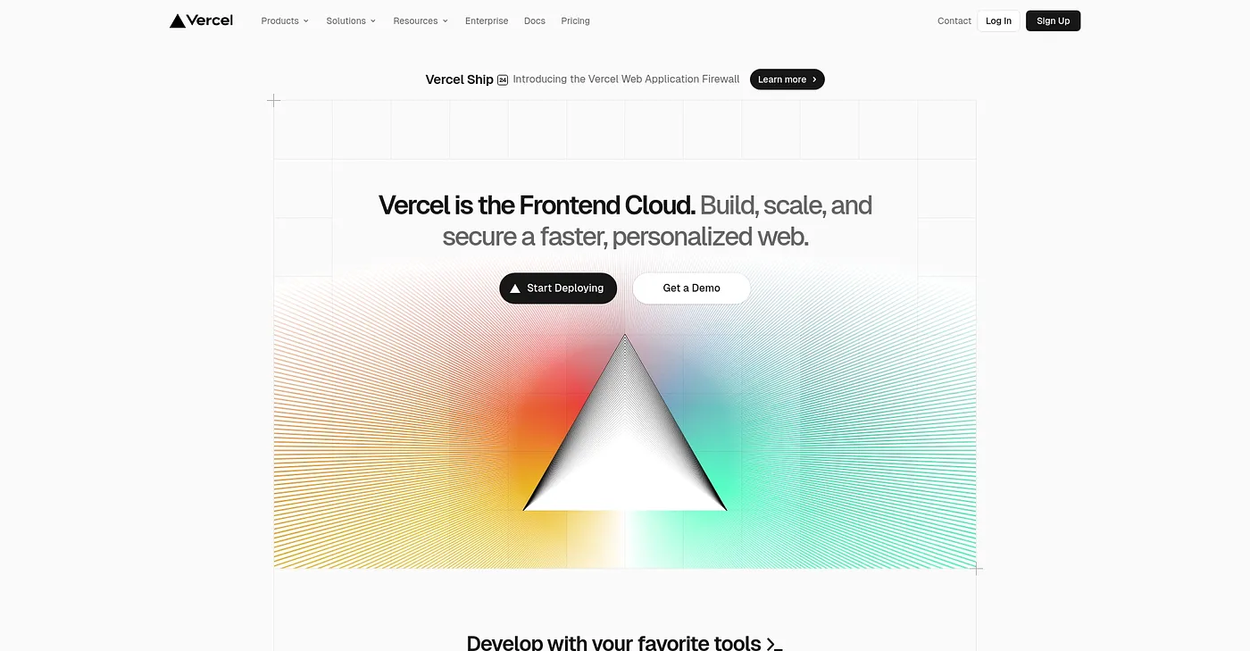 Screenshot of Vercel