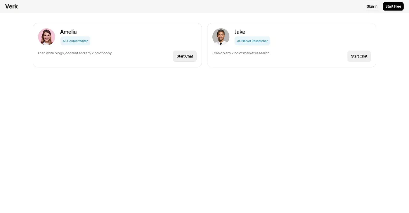 Screenshot of Verk AI