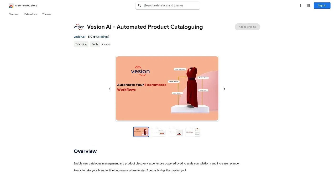 Screenshot of Vesion AI Chrome Extension