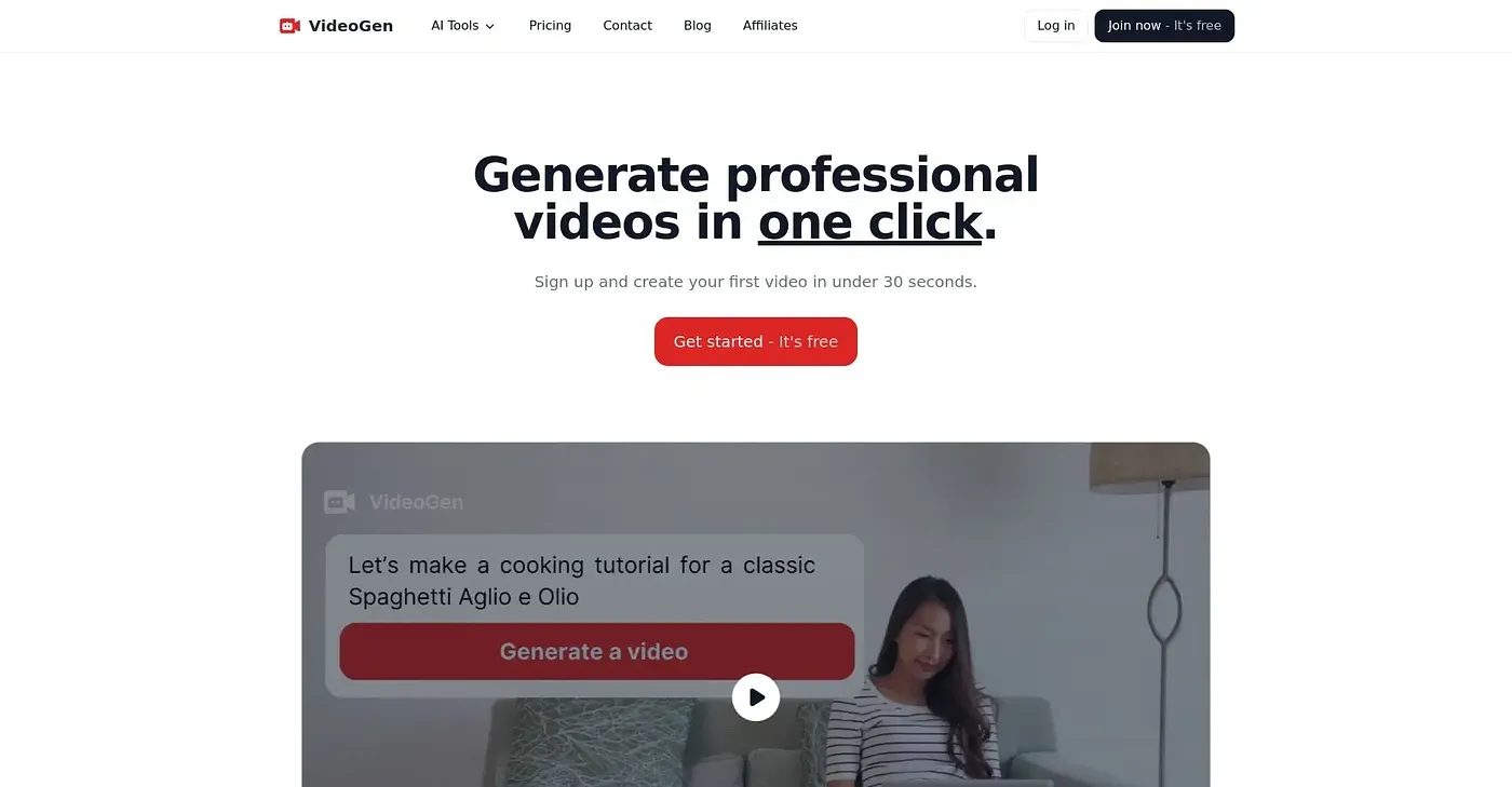 Screenshot of Video Gen