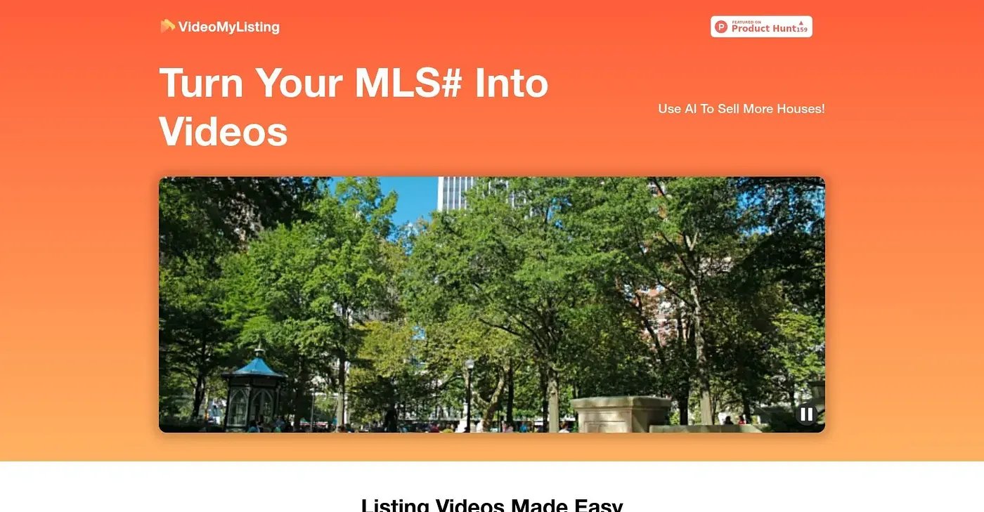Screenshot of Video My Listing