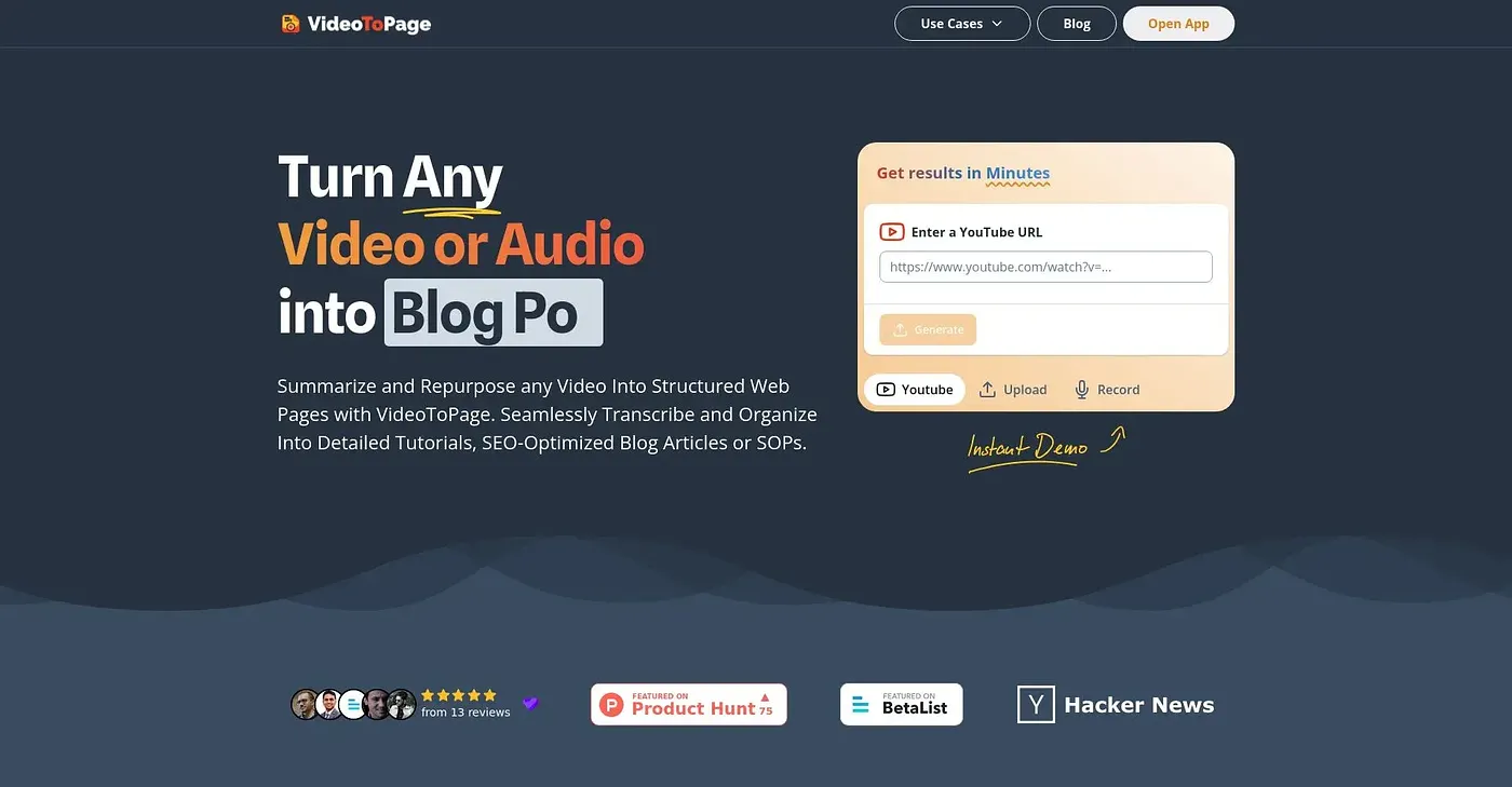 Screenshot of Video To Page