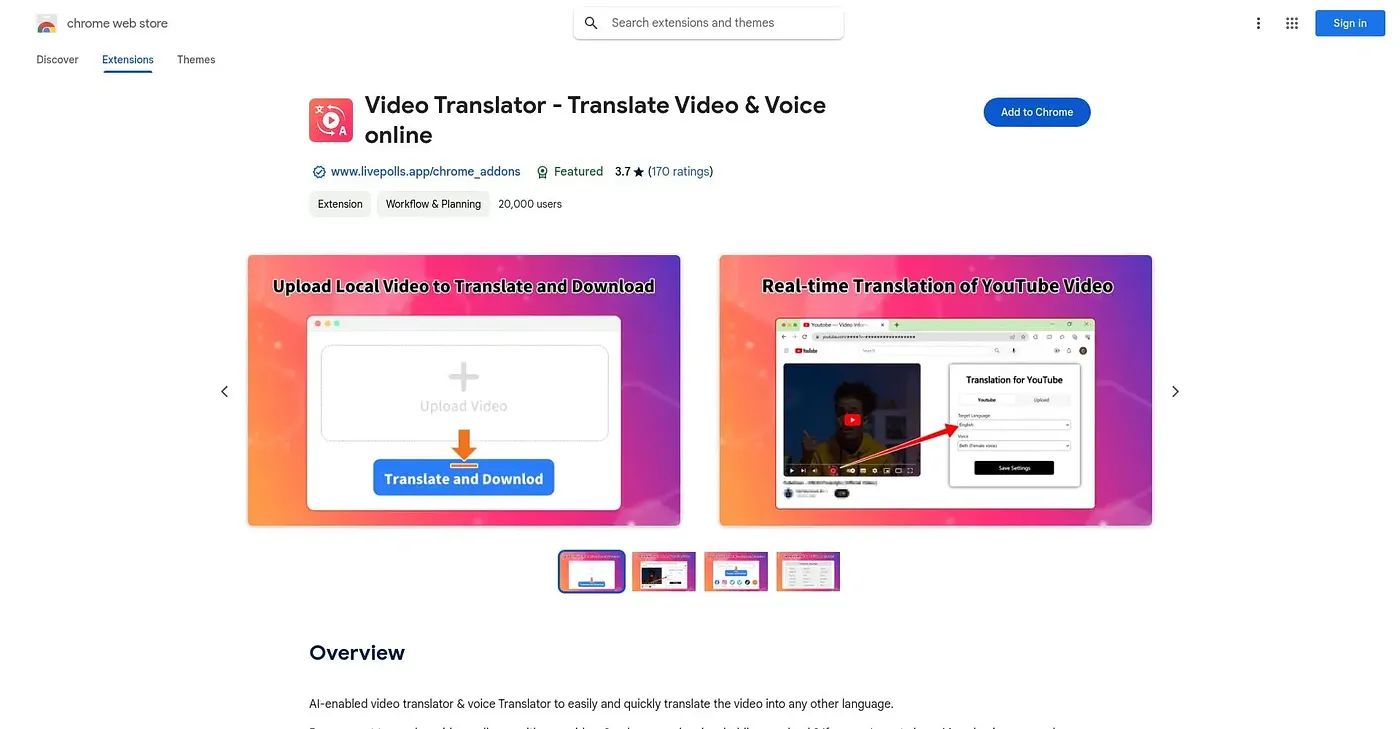 Screenshot of Video Translator Translat