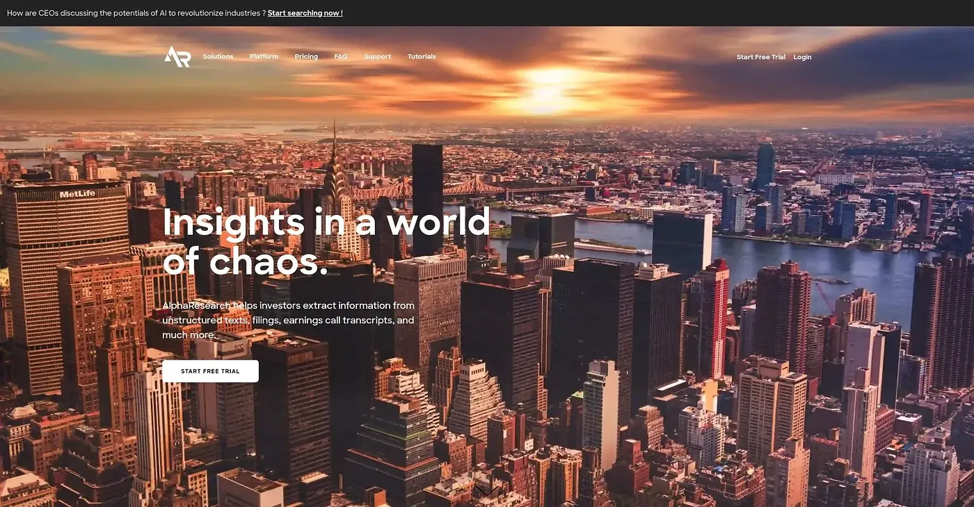 Screenshot of Alpha Research
