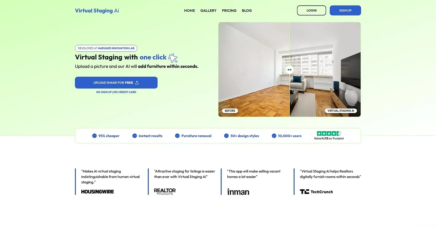 Screenshot of Virtual Staging AI