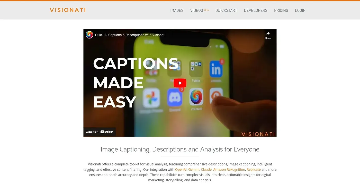 Screenshot of Visionati