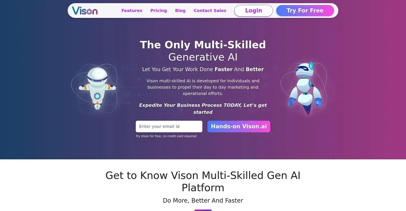 Screenshot of Vison AI