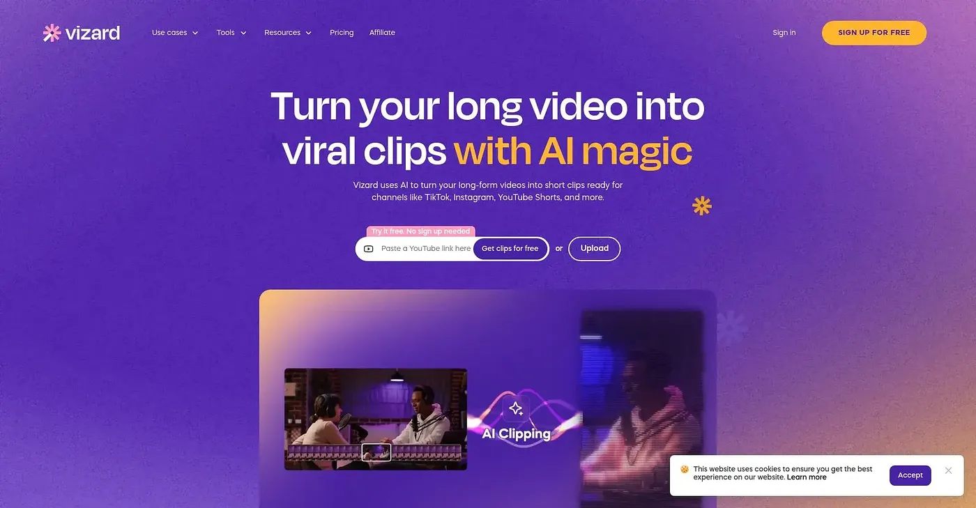 Screenshot of Vizard AI