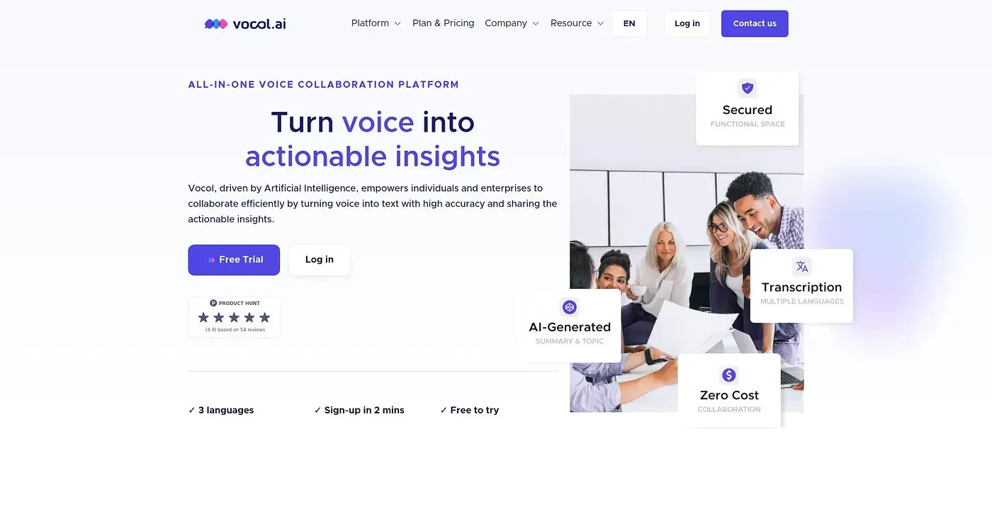 Screenshot of Vocol AI