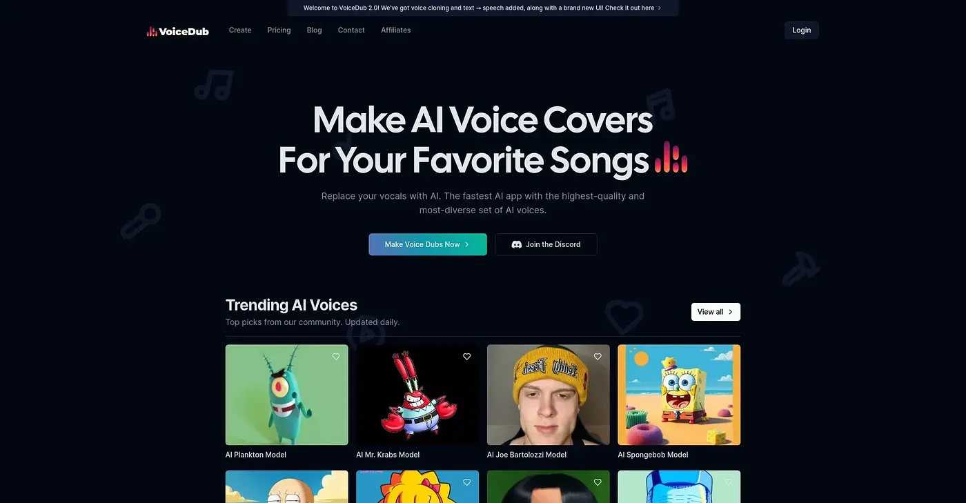 Screenshot of Voice Dub AI