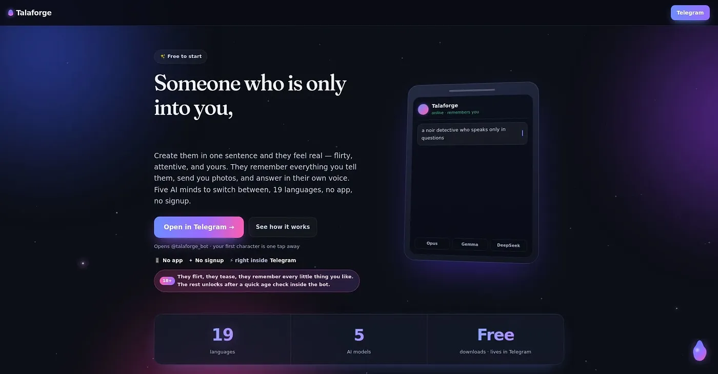 Screenshot of Talaforge
