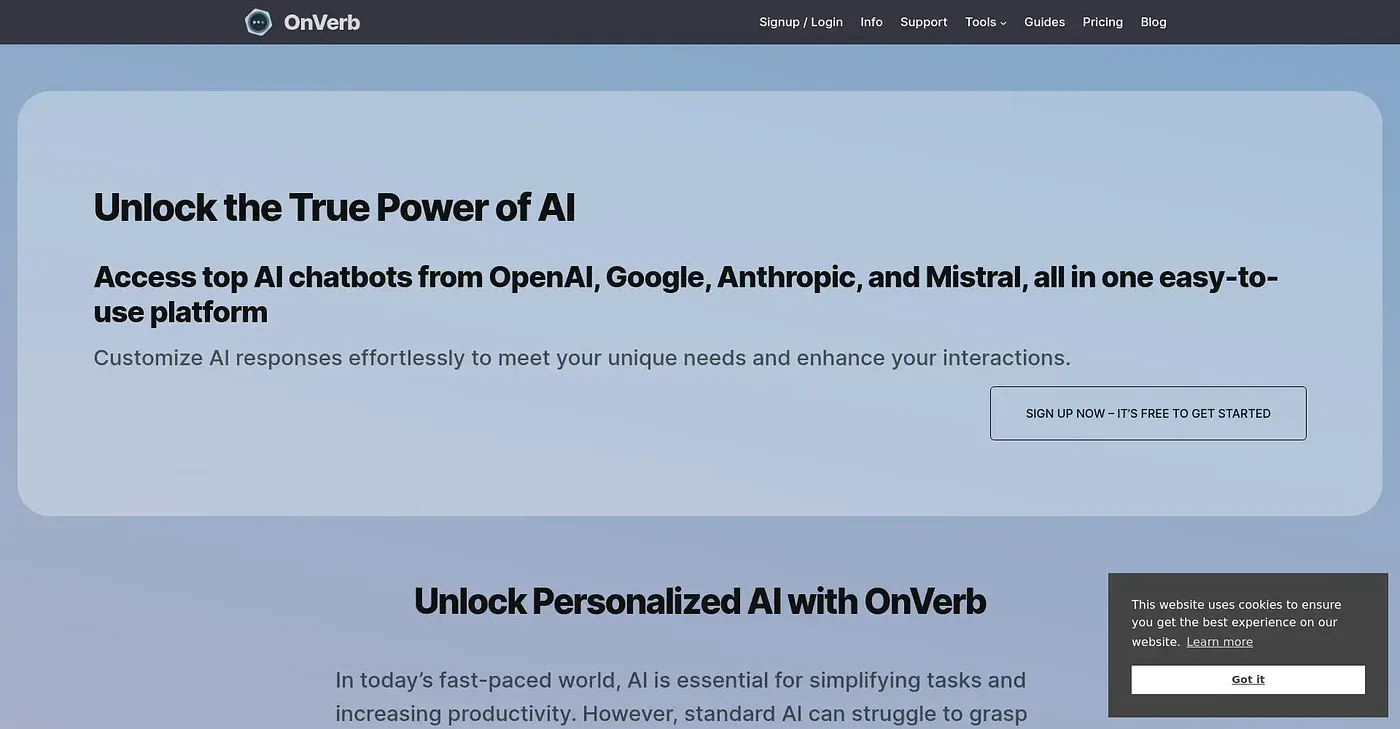 Screenshot of OnVerb