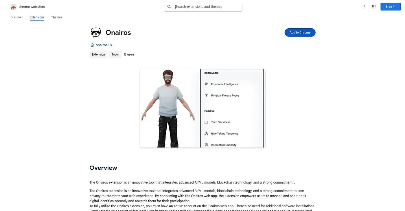Screenshot of Onairos Extension