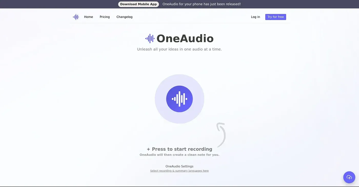 Screenshot of One Audio AI