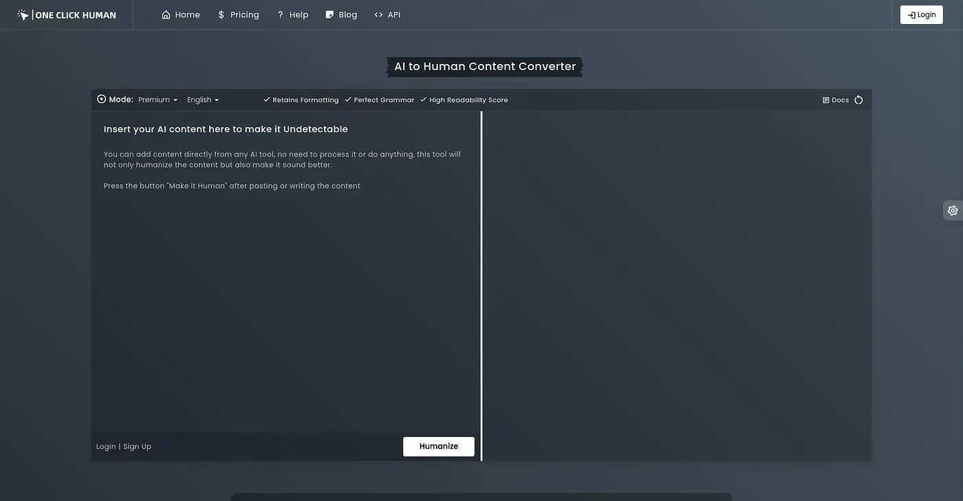 Screenshot of One Click Human