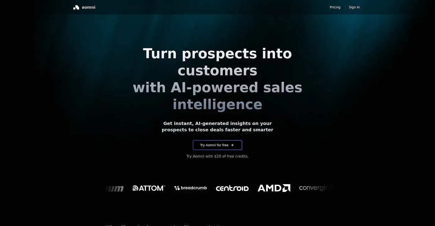 Screenshot of Aomni