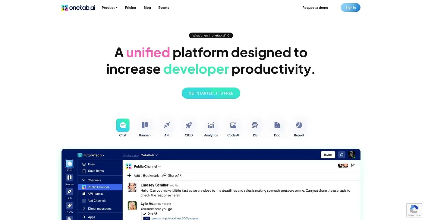 Screenshot of Onetab AI