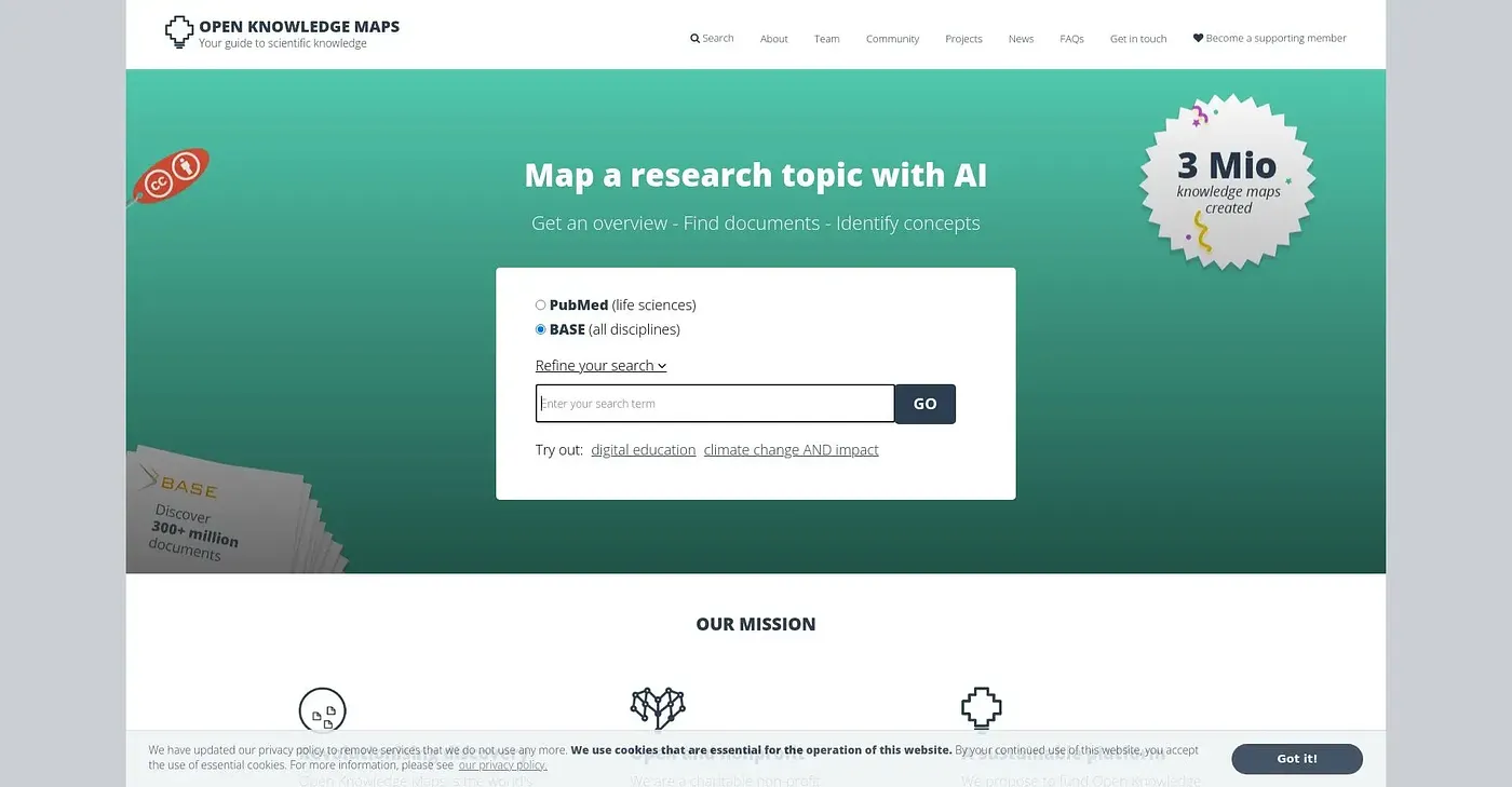 Screenshot of Open Knowledge Maps