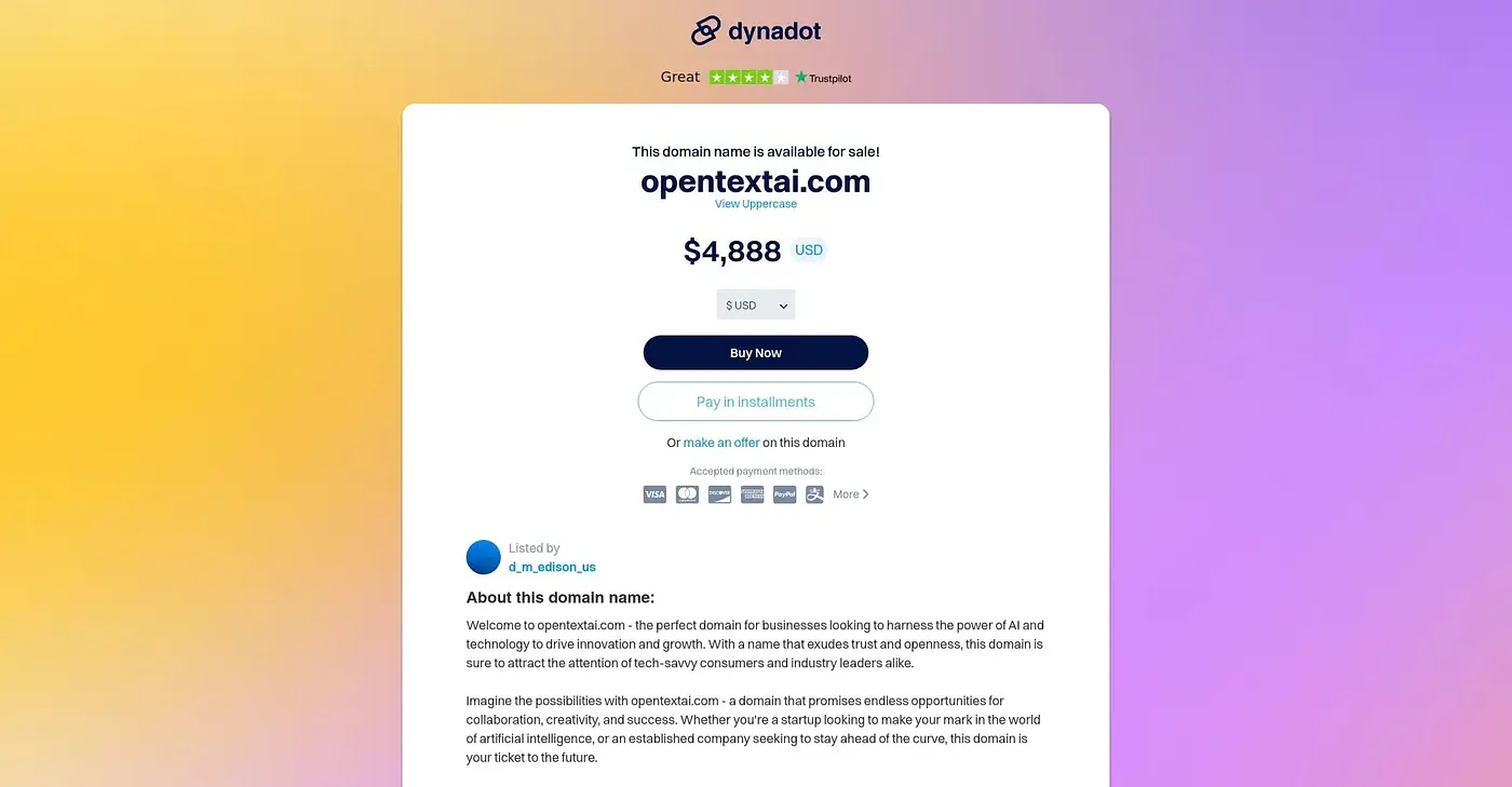 Screenshot of OpenText AI