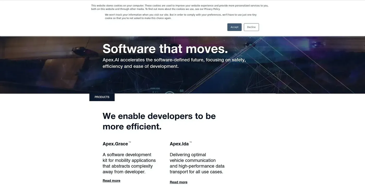 Screenshot of Apex.AI
