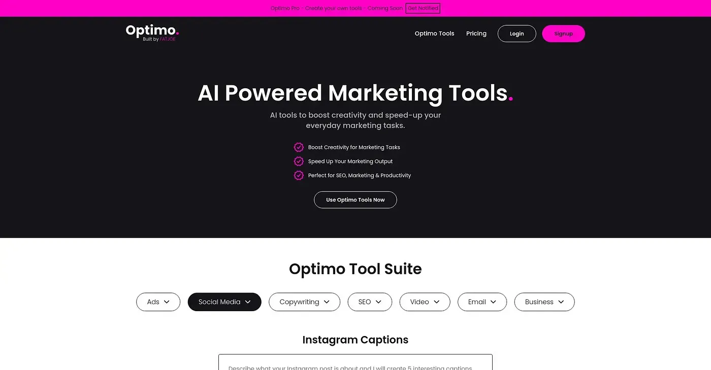 Screenshot of Optimo