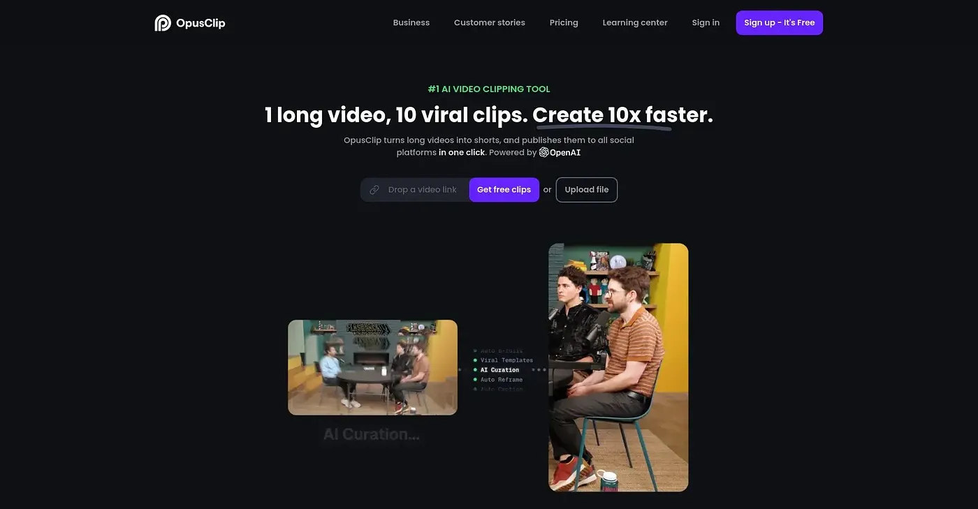 Screenshot of Opus Clip
