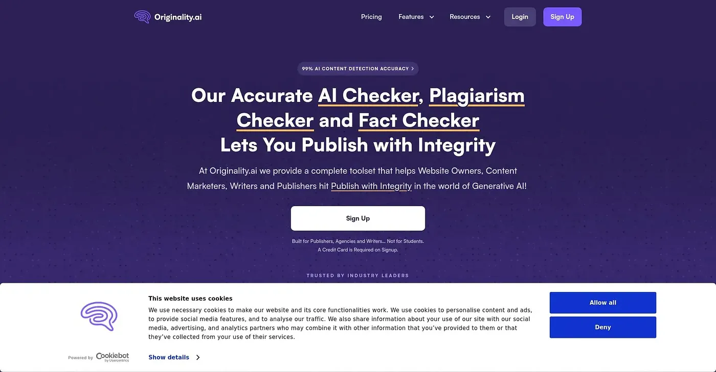Screenshot of Originality Ai