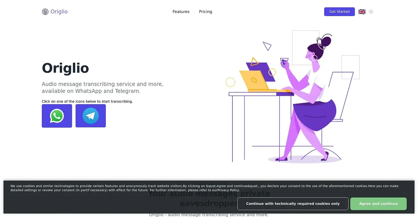 Screenshot of Origlio