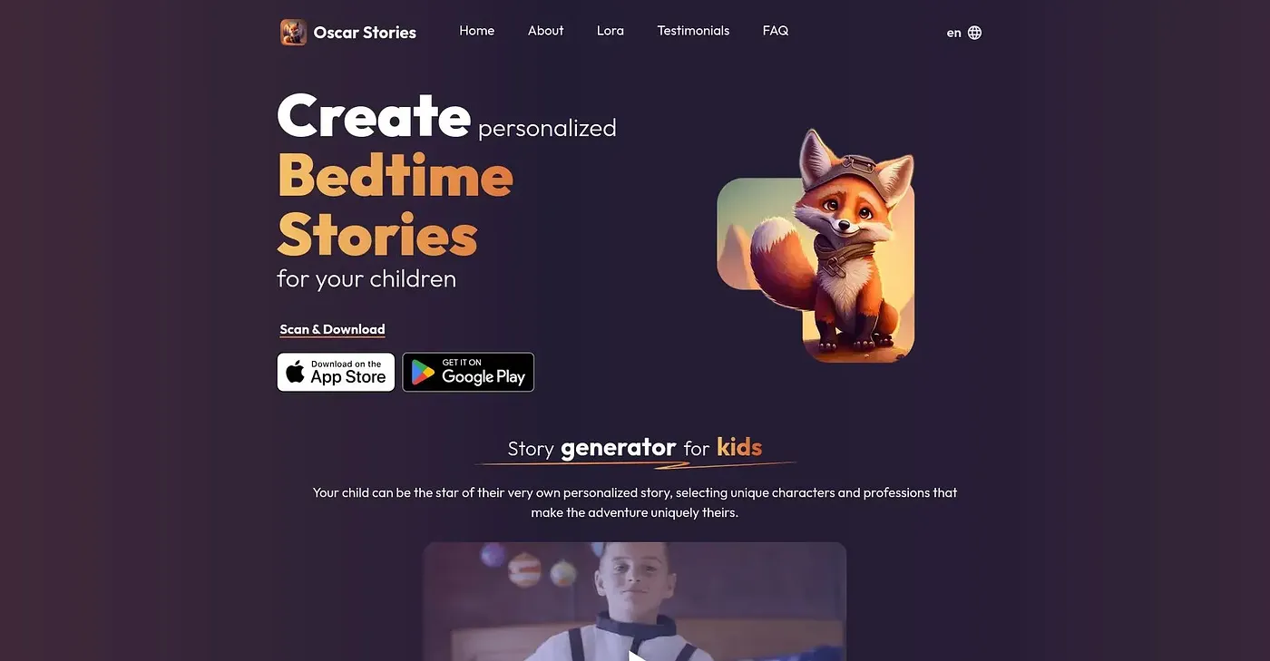 Screenshot of Oscar Stories