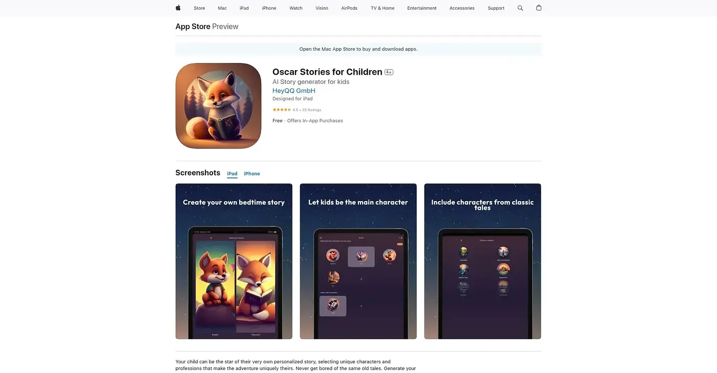 Screenshot of Oscar Stories for Children