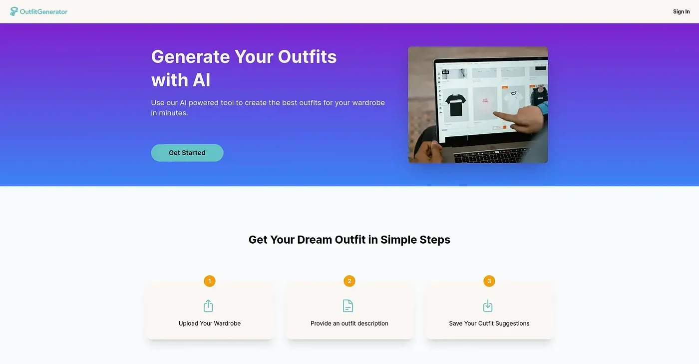 Screenshot of Outfit Generator