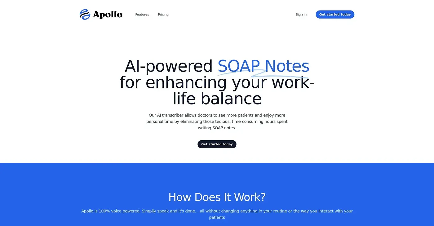 Screenshot of Apollo Health AI