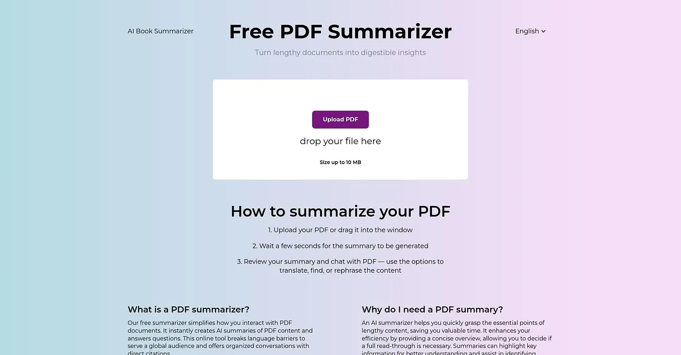 Screenshot of PDF Summarizer