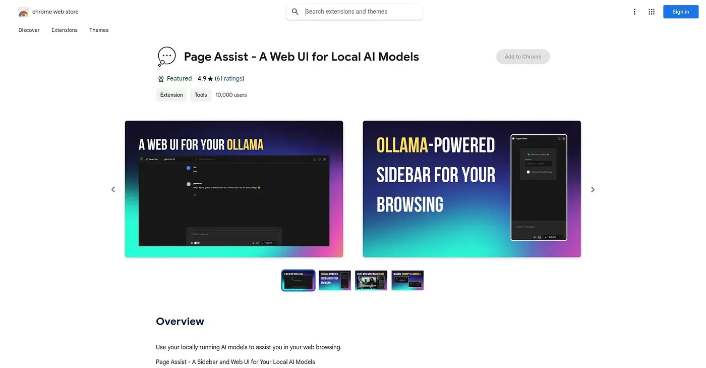 Screenshot of Page Assist - Chrome Extension