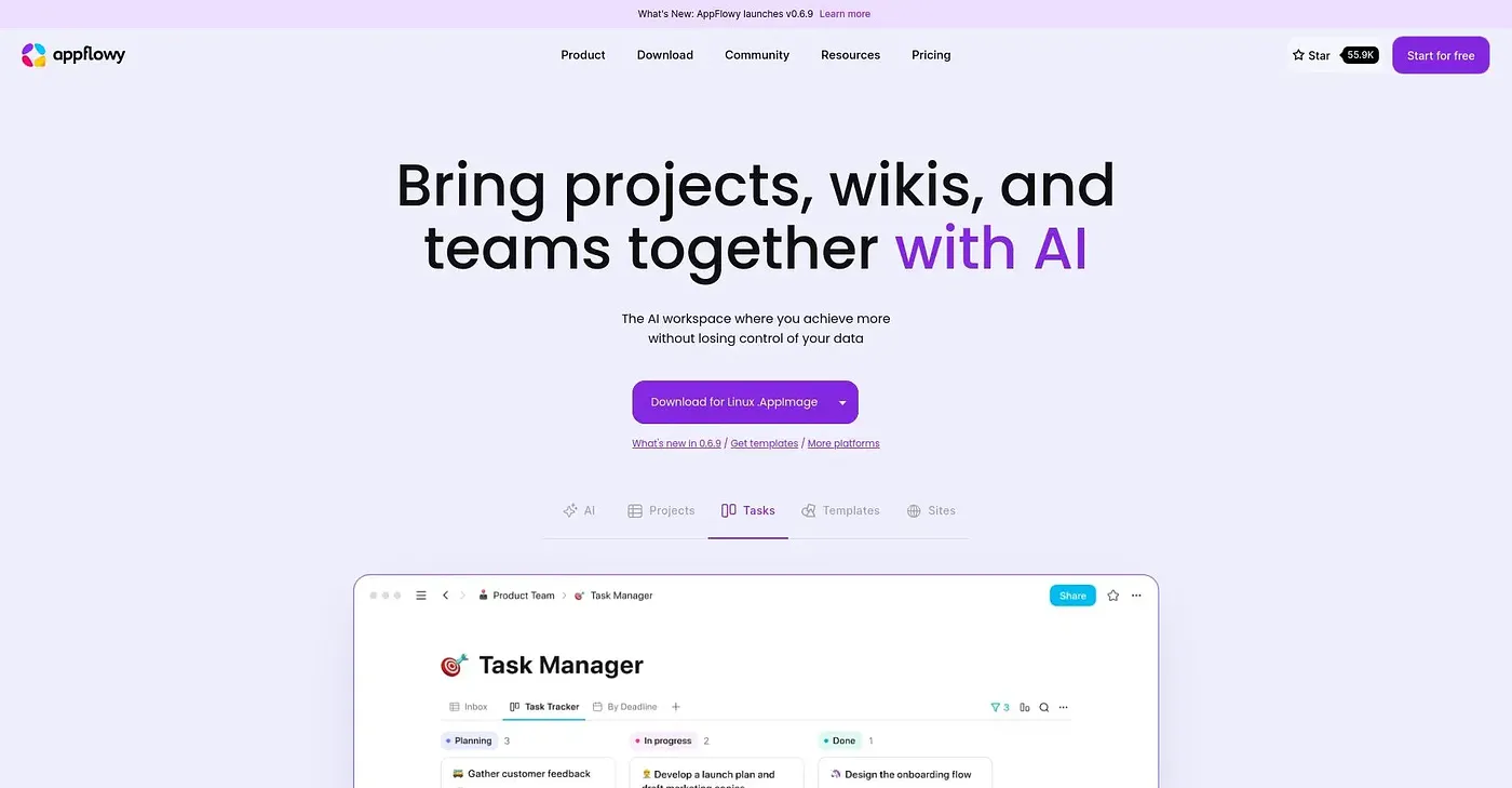 Screenshot of AppFlowy
