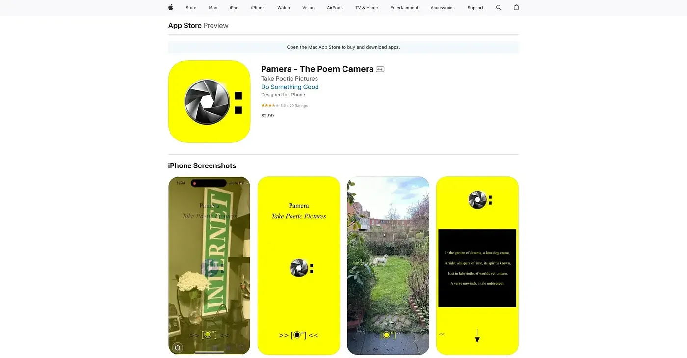 Screenshot of Pamera - The Poem Camera