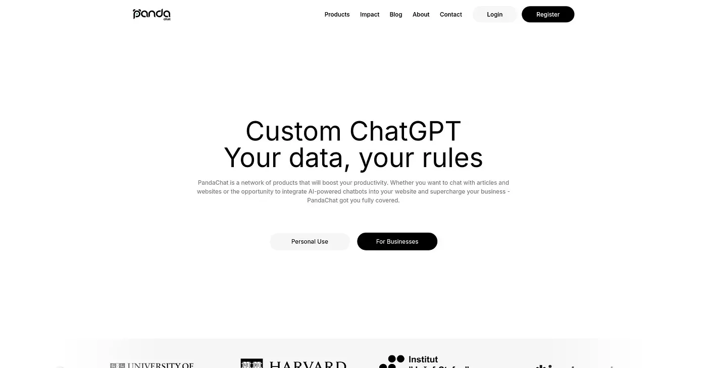 Screenshot of Pandachat AI