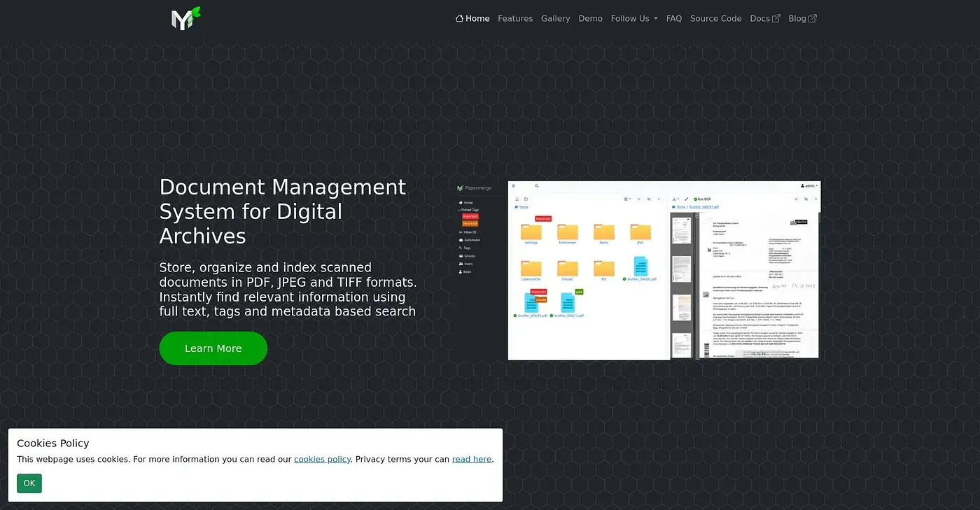 Screenshot of Papermerge