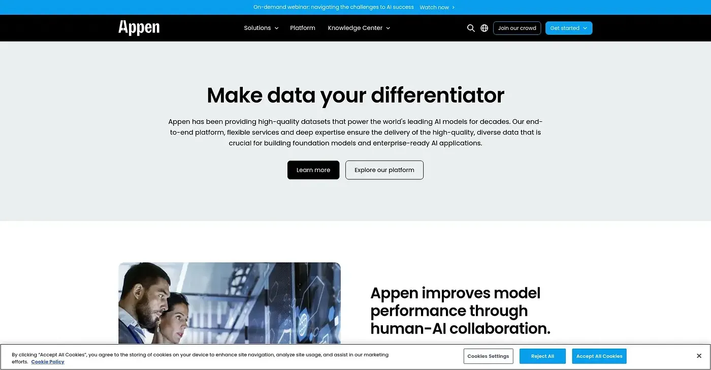 Screenshot of Appen