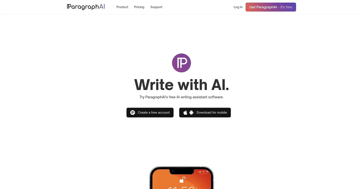 Screenshot of ParagraphAI
