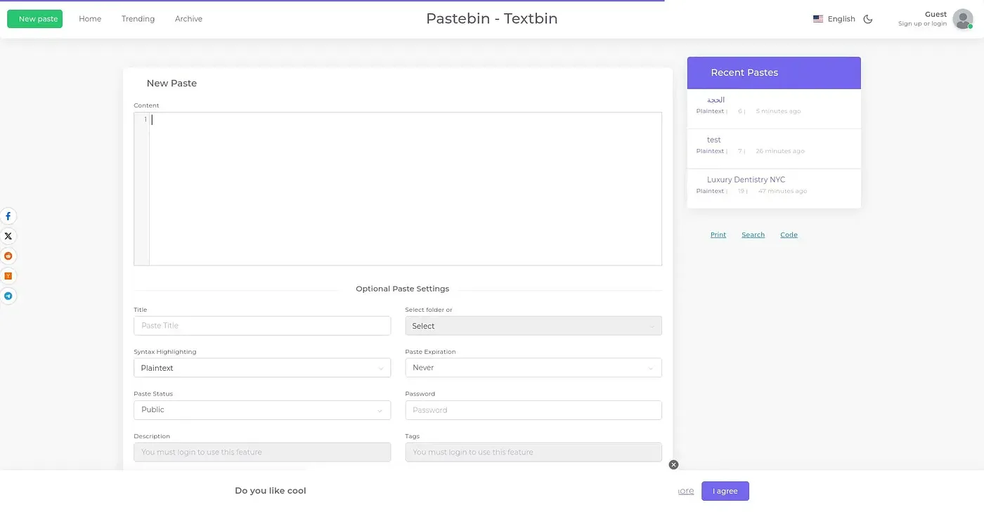 Screenshot of Pastebin.ai
